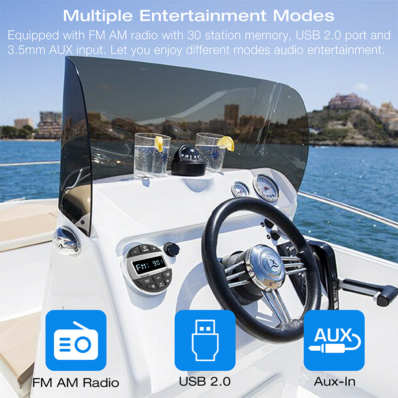 GRANDnavi MP3 Marin Radio For Marin Golf Car BT Music Player Subwoofer USB Port Waterpoof