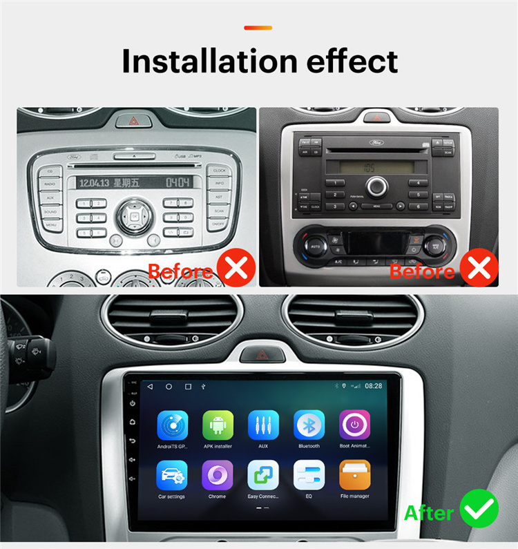 GRANDnavi Android Car Radio Player Stereo Car 2 Din Universal Car Radio for FORD FOCUS MANUAL AC 2005-2012 carplay