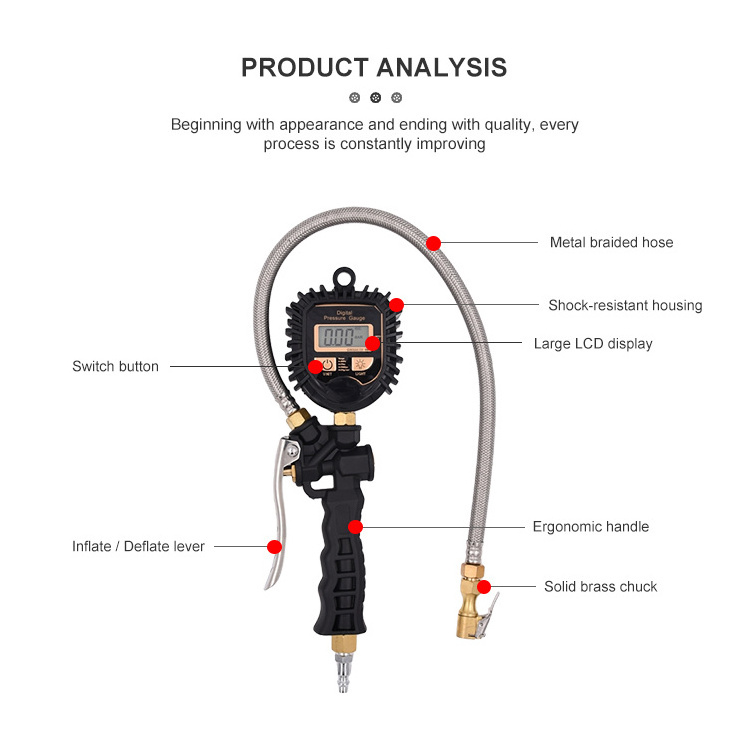 Hot Sale Professional Lower Price Shockproof Air Pressure Monitor Tire Digital Pressure Gauge