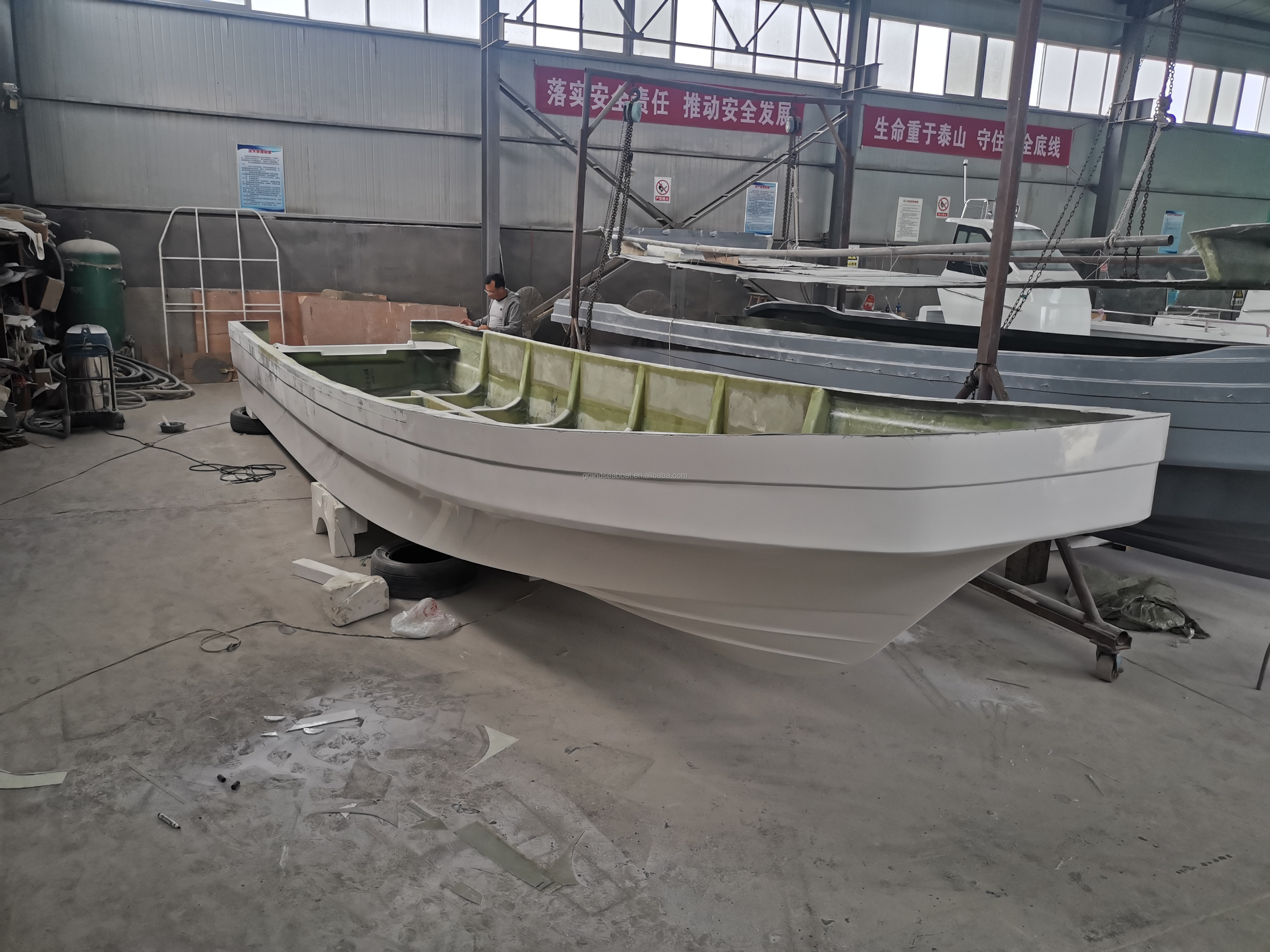 32ft 9.6m Single Hull Fiberglass Ferry Boat Fishing Boat In Congo