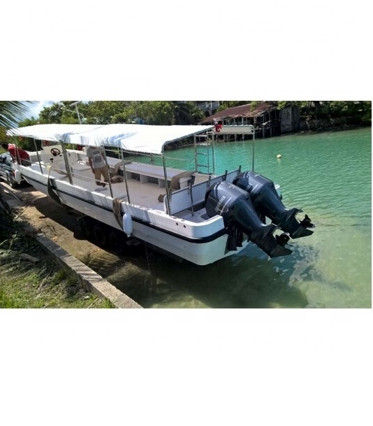 China Grandsea Fibreglass 9.6m Panga Type Dive and Scuba Boat for sale outboard engine