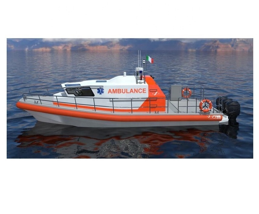 Grandsea 38ft high speed rescue ambulance boat Fiberglass boat for sale