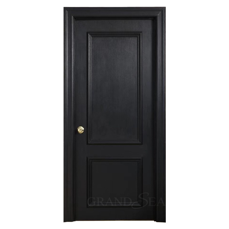 European Luxury Solid Pine Interior Wooden Fire Door Slab Solid Oak Internal Doors With Glass Dark Wood Door