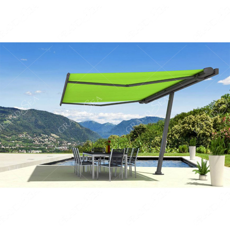 Outdoor Sunshade Aluminum Patio Motorized Awning Electric Manual Control Retractable Full Cassette Porch Awning