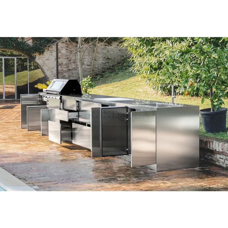 Full 304 Stainless Steel Design Modular Kitchen Cabinet Outdoor Modern Barbeque Bbq Grill Garden Kitchen