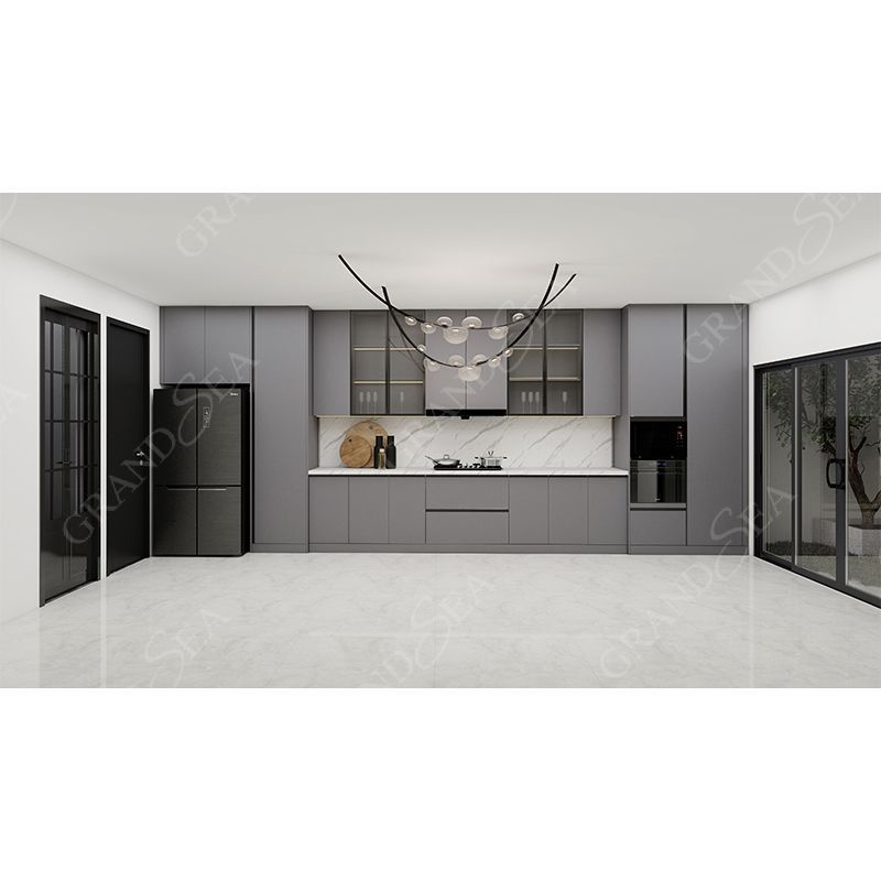 Modern Luxury Wall Hanging Unit Cabinet French Aluminium Glass Door Kitchen Cupboard Set Cabinets