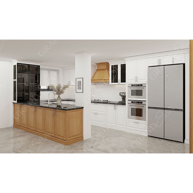 Modern Style Oak Wood Kitchen Cabinets with Factory Direct Competitive Prices Featuring Plywood Carcase Essential Accessories