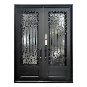 European Luxury House Designs Door Main Security Front Entrance Gate Double Wrought Iron Doors French Iron Doors Exterior