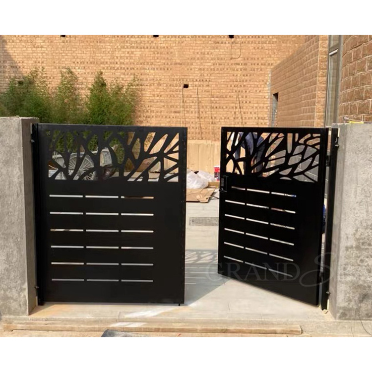 Villa use commercial customize single main door exterior iron gate price wrought iron door swing driveway gate