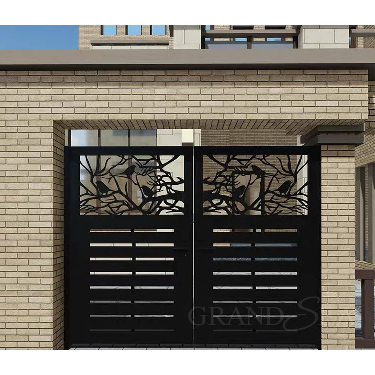 Villa use commercial customize single main door exterior iron gate price wrought iron door swing driveway gate