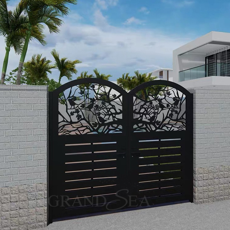 Villa use commercial customize single main door exterior iron gate price wrought iron door swing driveway gate