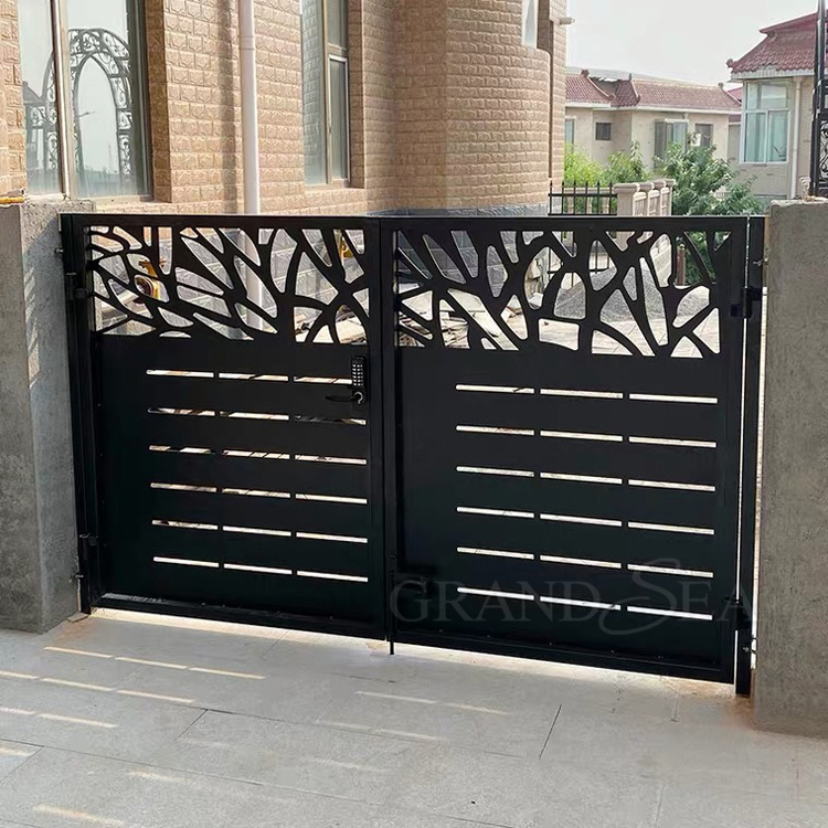 Villa use commercial customize single main door exterior iron gate price wrought iron door swing driveway gate