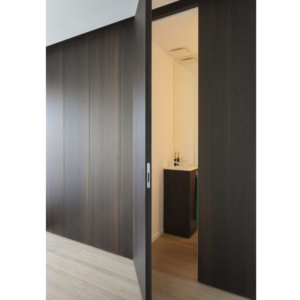 Modern Interior Flush Frameless Door with Hidden Hinges Swing Wooden Invisible System Living Room Hidden Doors