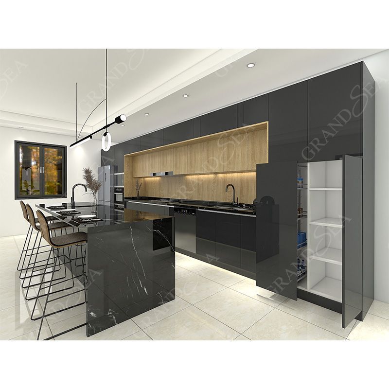 Customized Home and Kitchen Furniture Modern High Gloss Lacquer Kitchen Cabinets Island Set Designs