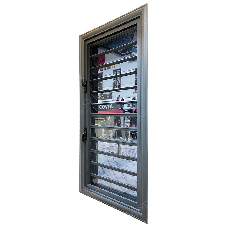 Top fashion American ventilated electric louver window Hurricane-proof aluminium glass blinds with remote control