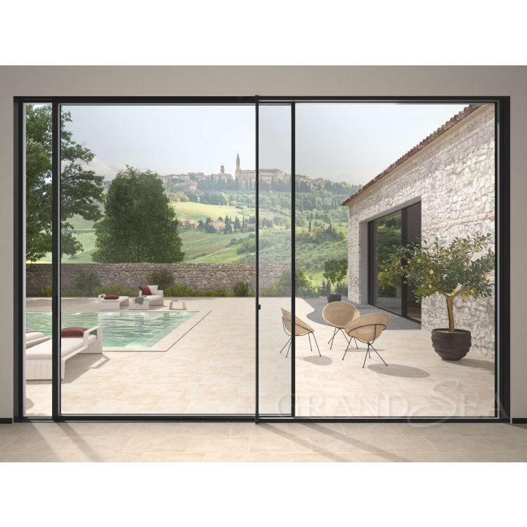 Best price modern soundproof slim frame balcony four wheel sliding glass door bathroom double sliding shower door