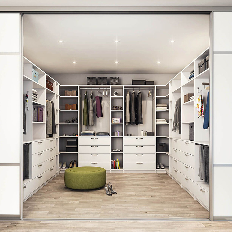 Modern Minimalist White Pvc Wardrobes Bedroom Closet With Dressing Table