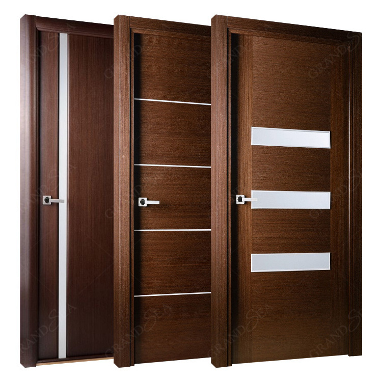 Top Manufacturer Apartment Poly Internal Wood Door Hotel Soundproof Bedroom Door Walnut Modern Interior Solid Wooden Room Door