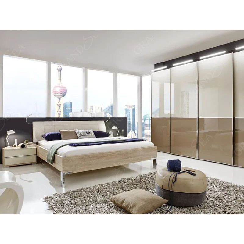 Modern Modular Freestanding Bedroom Closet Wardrobes High Gloss Sliding Door Wardrobe