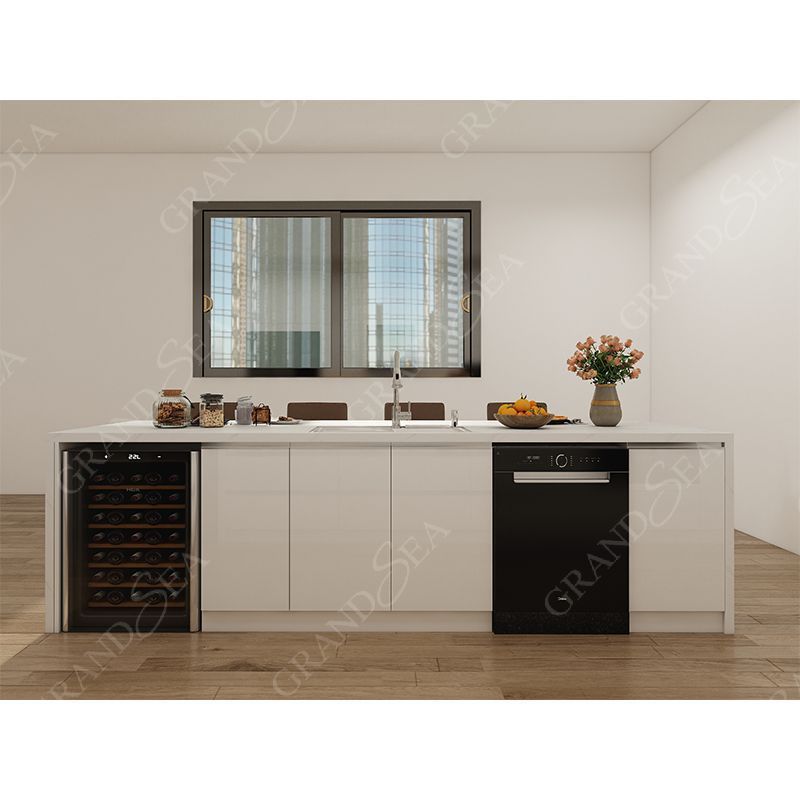 Customized Modern White PVC Lacquer European Style Bespoke Storage Kitchen Cabinet with Islands