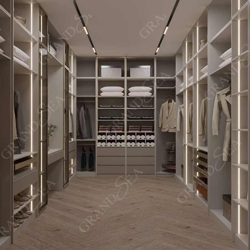 New Design Custom Wooden Walk In Bedroom Wardrobe Closet