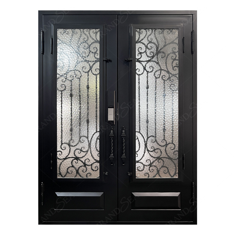 European Luxury House Designs Door Main Security Front Entrance Gate Double Wrought Iron Doors French Iron Doors Exterior