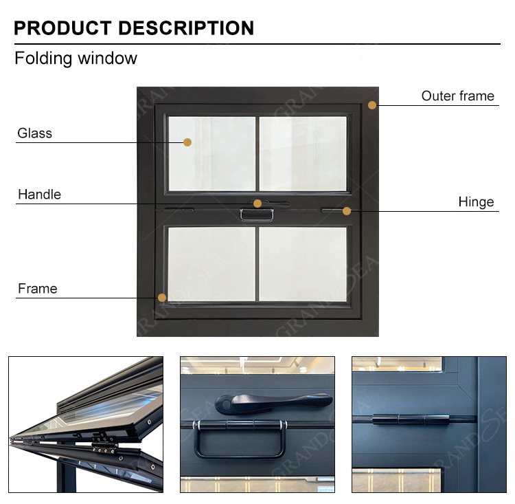 Hurricane peroof American standard folding up aluminium balcony window double tempered glazed horizontal bi folding slid windows