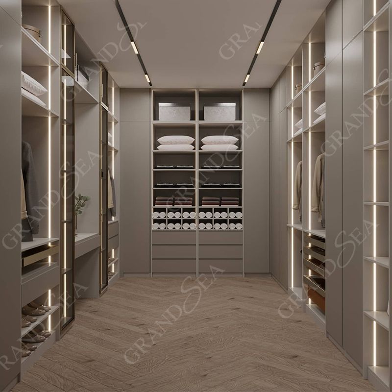 New Design Custom Wooden Walk In Bedroom Wardrobe Closet