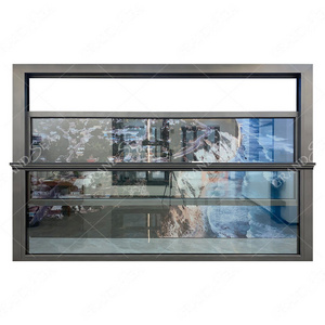 Hurricane Impact Customize Soundproof Black Aluminium Guillotine Glass Systems Double Hung Automatic Vertical Slide Windows