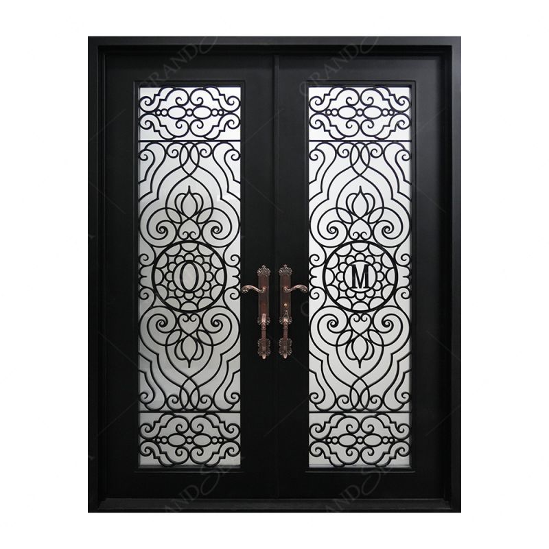 Factory High Quality Simple Security Double Front Main Door Design exterior front doors wrought iron door for