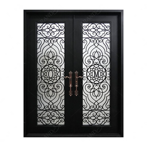 Factory High Quality Simple Security Double Front Main Door Design exterior front doors wrought iron door for