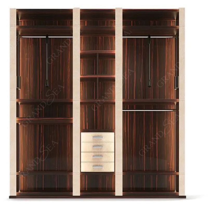 Aluminum Walldrope Wardrobe Bedroom Closet Wooden Portable Melamine Wardrobe Cabinet With Gold Handle