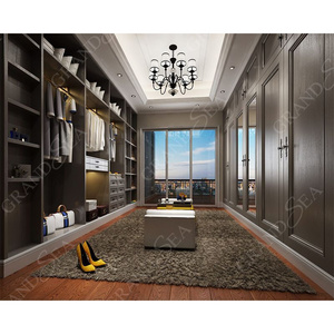 Factory Custom Made American Style Walkin Dressing Room Closets Gray Wardrobe Cabinet Systems Furniture Design