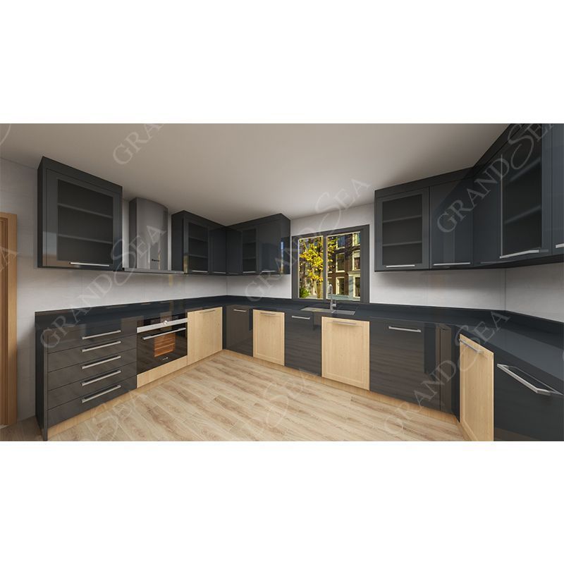 Contemporary Wood Veneer Complete Kitchen Cabinets Made in China