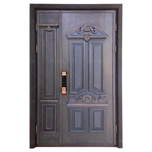 Best quality Factory Casting Aluminum Front Entrance Door Main Door Iron Gate Design Luxury Security One and Half Door