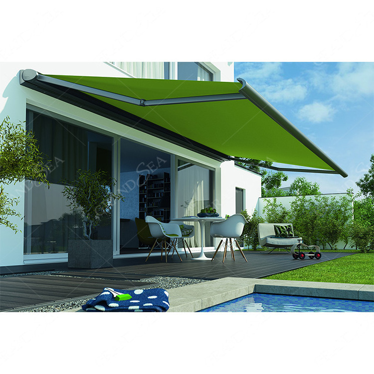 Outdoor Sunshade Aluminum Patio Motorized Awning Electric Manual Control Retractable Full Cassette Porch Awning