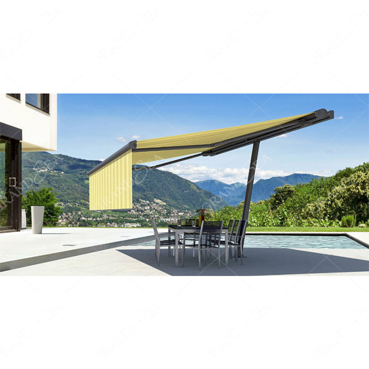 Outdoor Sunshade Aluminum Patio Motorized Awning Electric Manual Control Retractable Full Cassette Porch Awning