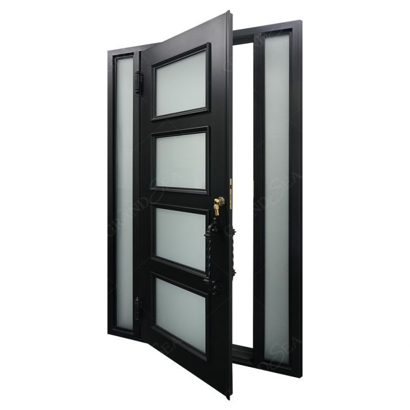 Wholesale Price Customized Modern Design Double Security Wrought Iron Door For Sale Simple Interior Entry Door Iron Gate