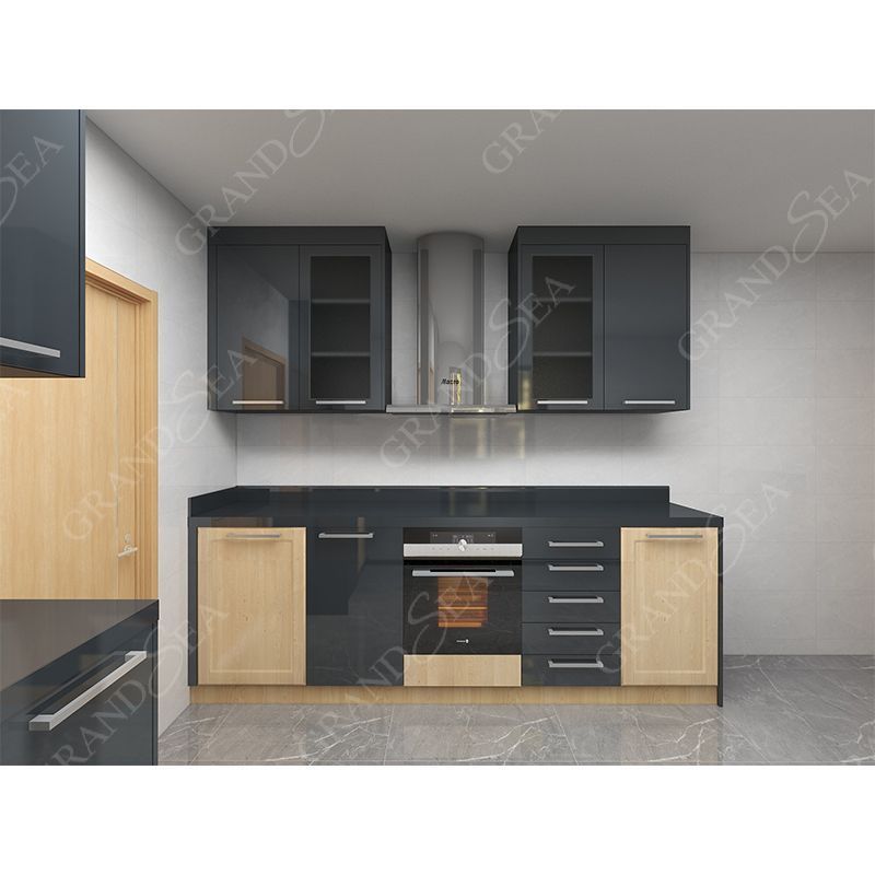 Contemporary Wood Veneer Complete Kitchen Cabinets Made in China