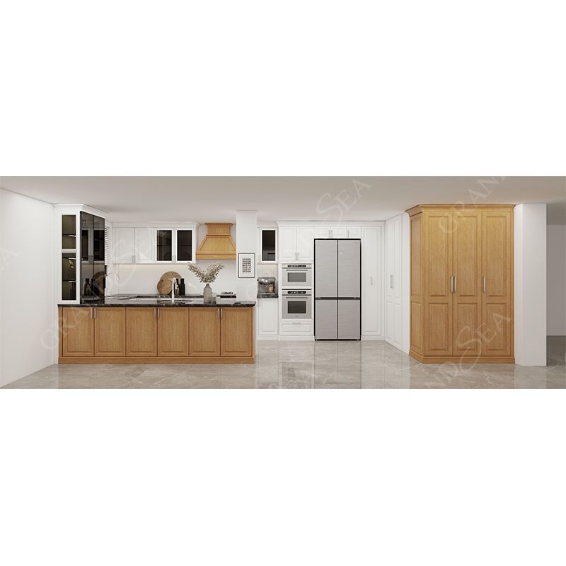 Modern Style Oak Wood Kitchen Cabinets with Factory Direct Competitive Prices Featuring Plywood Carcase Essential Accessories