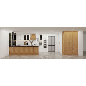 Modern Style Oak Wood Kitchen Cabinets with Factory Direct Competitive Prices Featuring Plywood Carcase Essential Accessories