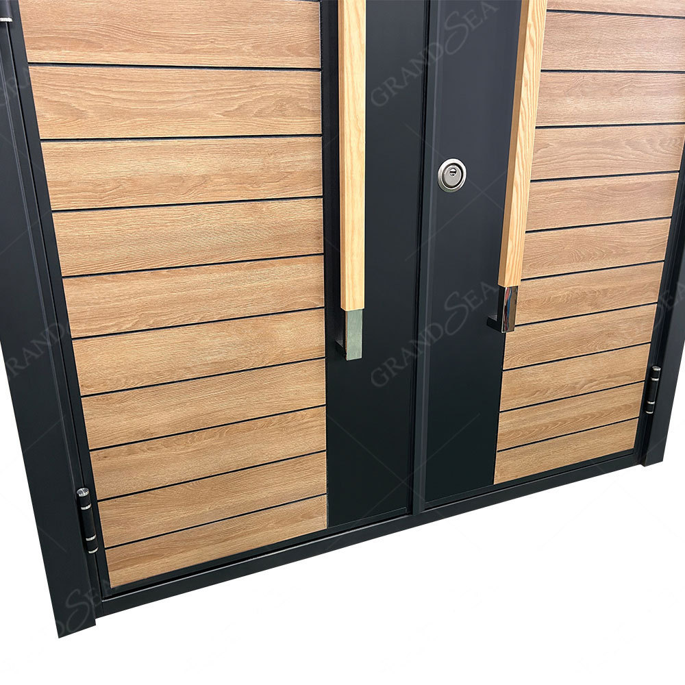 Best Quality Classic Design New Products Aluminum Composite Frame Front Entrance Security Armored Steel Double Door