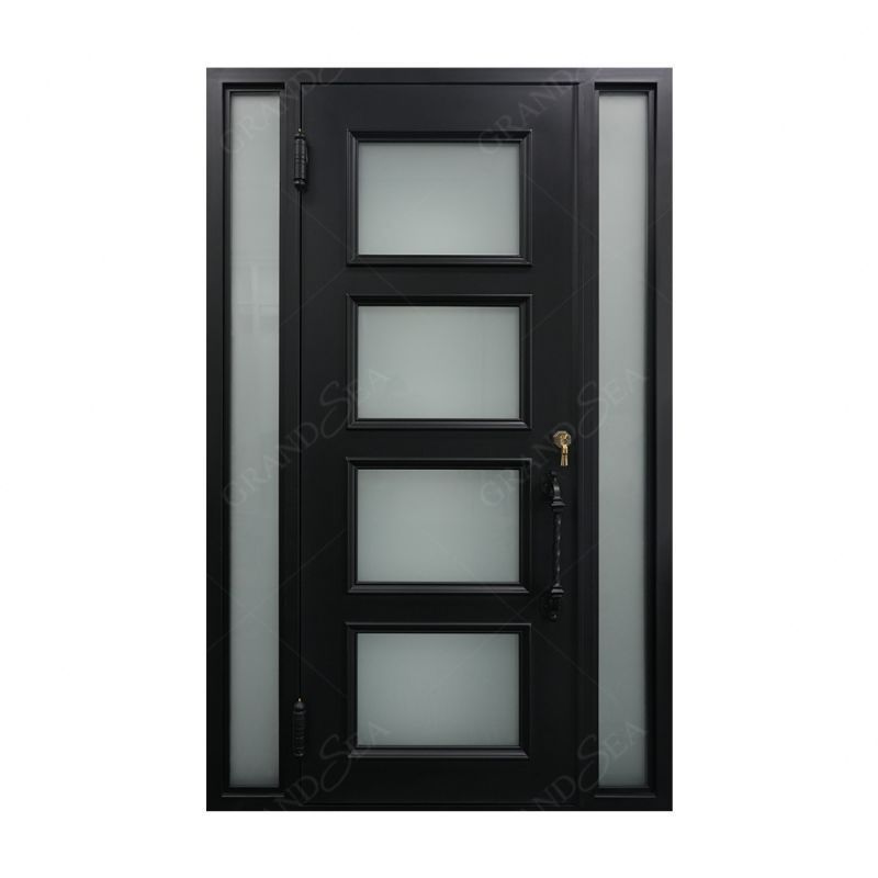 Wholesale Price Customized Modern Design Double Security Wrought Iron Door For Sale Simple Interior Entry Door Iron Gate