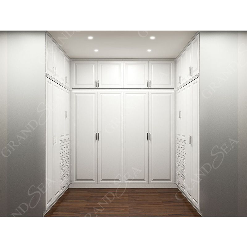 Modern Home Furniture White Armoire 4 Doors Wardrobes Wooden Closets Customized Walk In Wardrobe