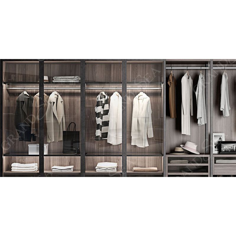 Metal Black Closet Wardrobe Cabinet Aluminum Frame Glass Cabinet Modern Furnitures For Bedroom