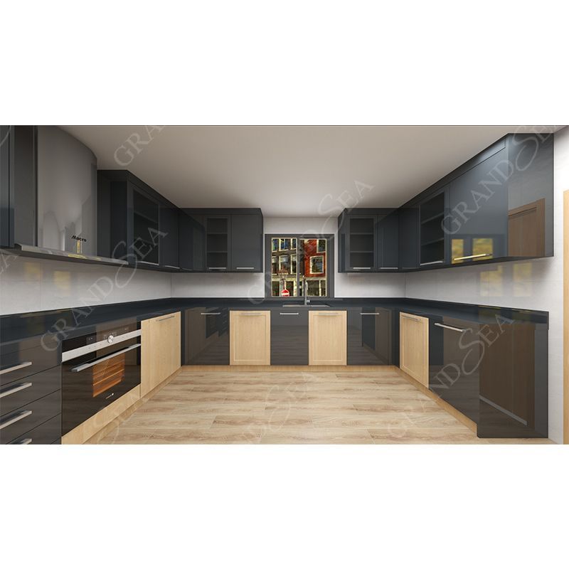 Contemporary Wood Veneer Complete Kitchen Cabinets Made in China