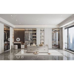 Custom Master Room Elegant Luxury Walk In Closet Opening Shelf Wardrobe