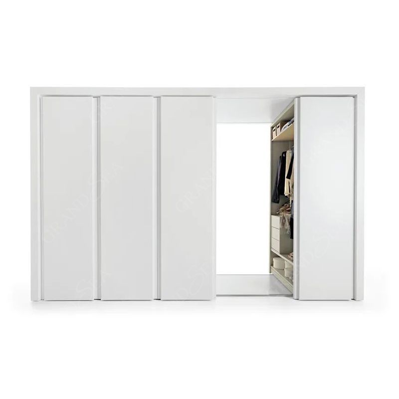 Modern Bedroom Furniture Australian Style White Wood 4 Doors Sliding Wardrobe Cabinet