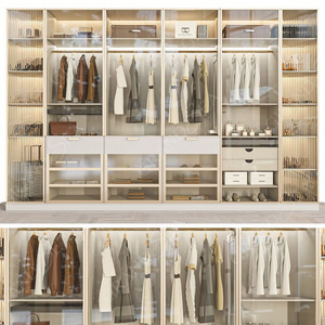 Custom Modern Home Hotel Woman Clothes Walkin Wardrobe Closets Design Metal Frame Wood Walk In Closet