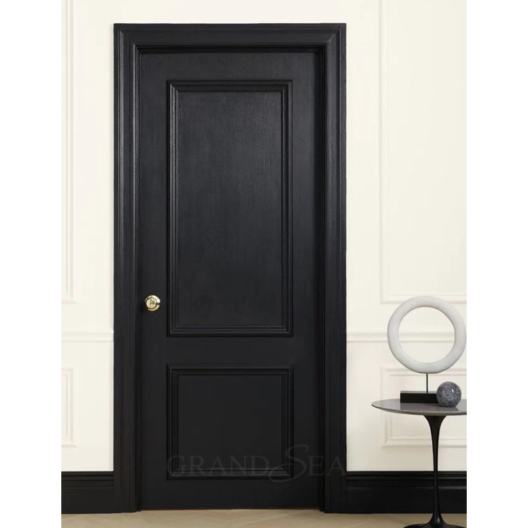 European Luxury Solid Pine Interior Wooden Fire Door Slab Solid Oak Internal Doors With Glass Dark Wood Door